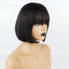 Neat Bang Bobo Short Straight Hair Wig Chemical Fiber Hair Headgear for Women (Black)