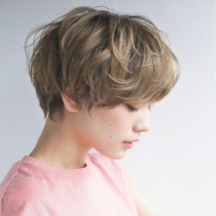 Temperament Chemical Fiber Short Hair Bob Haircut Wig Headgear for Women (Light Brown)