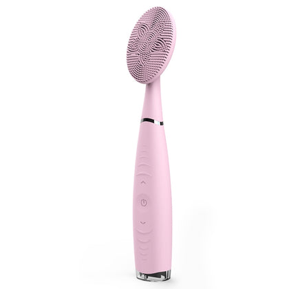 LSHOW YJK038 IPX6 Waterproof Hand-held Intelligent High Frequency Vibration Silicone Facial Cleaning Instrument (Pink)