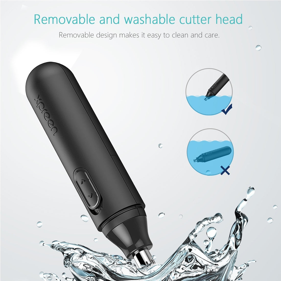 XPREEN XPRE001 High-speed Rotating Electric Nose Hair Trimmer Ear Trimmer Rotation Blade for Men and Women(Black)
