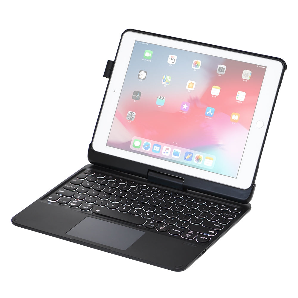 Q5 For iPad 2017 & 2018 / Pro 9.7 / Air 2 / Air Rotating Colorful Glowing Plastic Dot Bluetooth Keyboard (Black)
