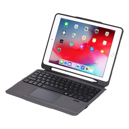 T-205 For iPad 2017 & 2018 / Pro 9.7 / Air 2 / Air Detachable Ultra-thin Bluetooth Keyboard Protective Case with Holder & Pen Slot & Touch Panel