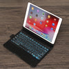 F102AS For iPad 10.2 inch Colorful Backlit Rotatable Bluetooth Keyboard  Leather Case with Pen Slot Function(Black)