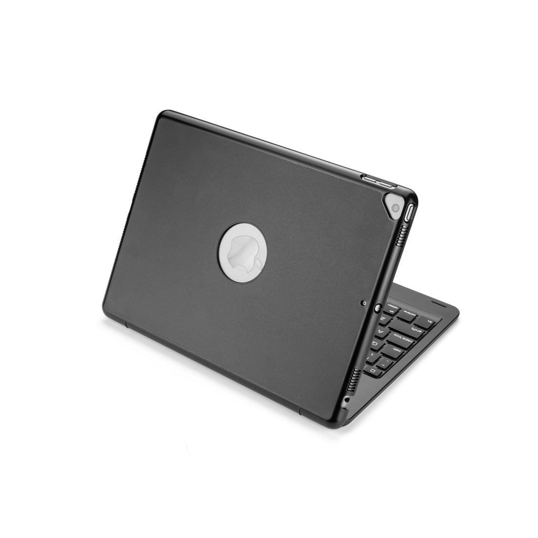 F102S For iPad 10.2 inch Aluminum Alloy Colorful Backlit Bluetooth Keyboard + Protective Case (Black)