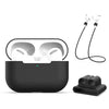 For AirPods Pro 3 in 1 Silicone Earphone Protective Case + Earphones Buckle + Anti-lost Rope Set(Black)
