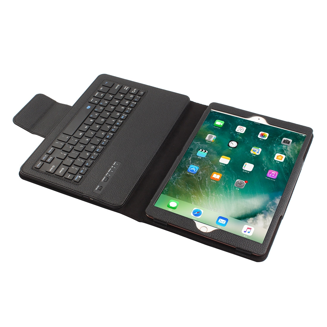 IP09 Bluetooth 3.0 Litchi Texture ABS Detachable Bluetooth Keyboard Leather Case for iPad Air / Pro 10.5 inch (2019), with Holder (Black)