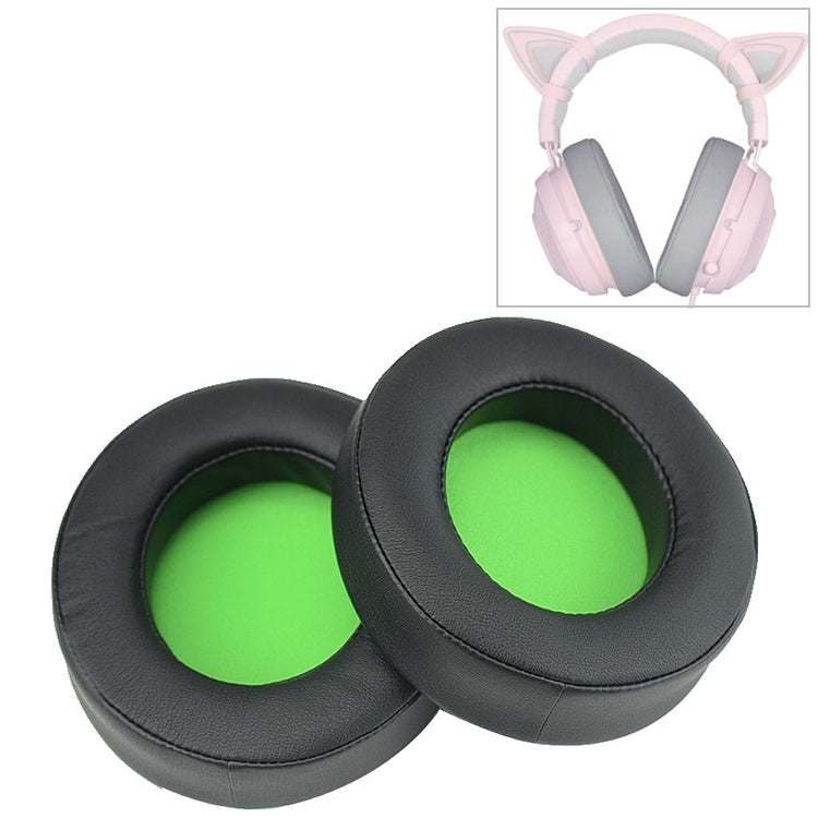 2 PCS For Razer Kraken 7.1 V2 Pro Headphone Cushion Sponge Green Net Cover Earmuffs Replacement Earpads