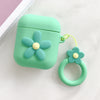 Wireless Earphones Shockproof Little Flower Silicone Protective Case for Apple AirPods 1 / 2(Green)