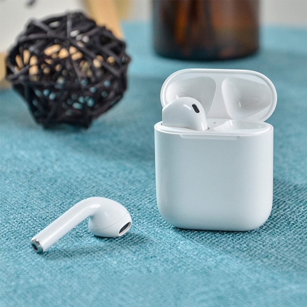 i12 TWS Bluetooth 5.0 Touch Control Wireless Bluetooth Earphone with Charging Box, Support Binaural Call & Siri Function(White)