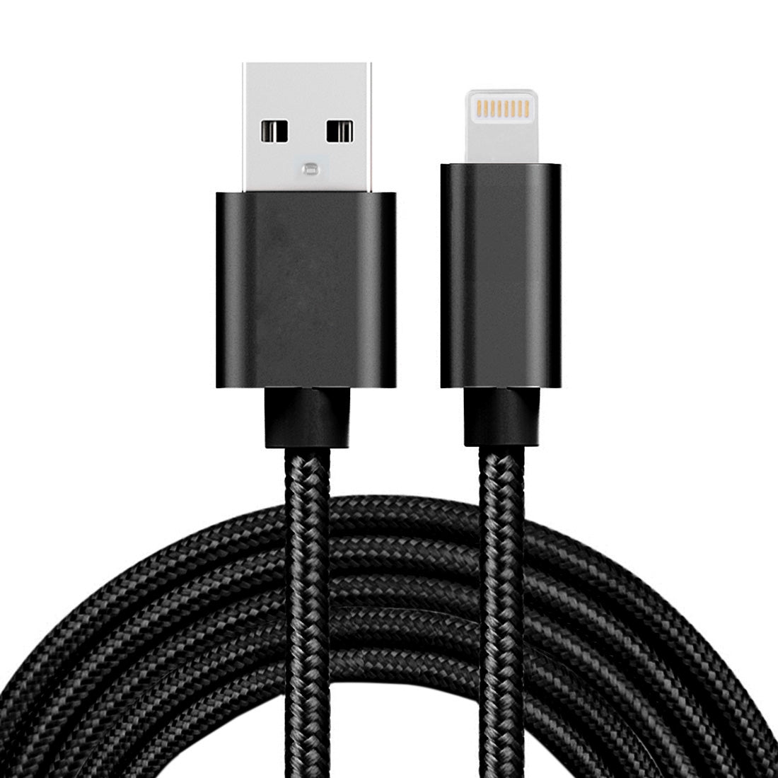 2m 3A Woven Style Metal Head 8 Pin to USB Data / Charger Cable,  For iPhone XR / iPhone XS MAX / iPhone X & XS / iPhone 8 & 8 Plus / iPhone 7 & 7 Plus / iPhone 6 & 6s & 6 Plus & 6s Plus / iPad(Black)