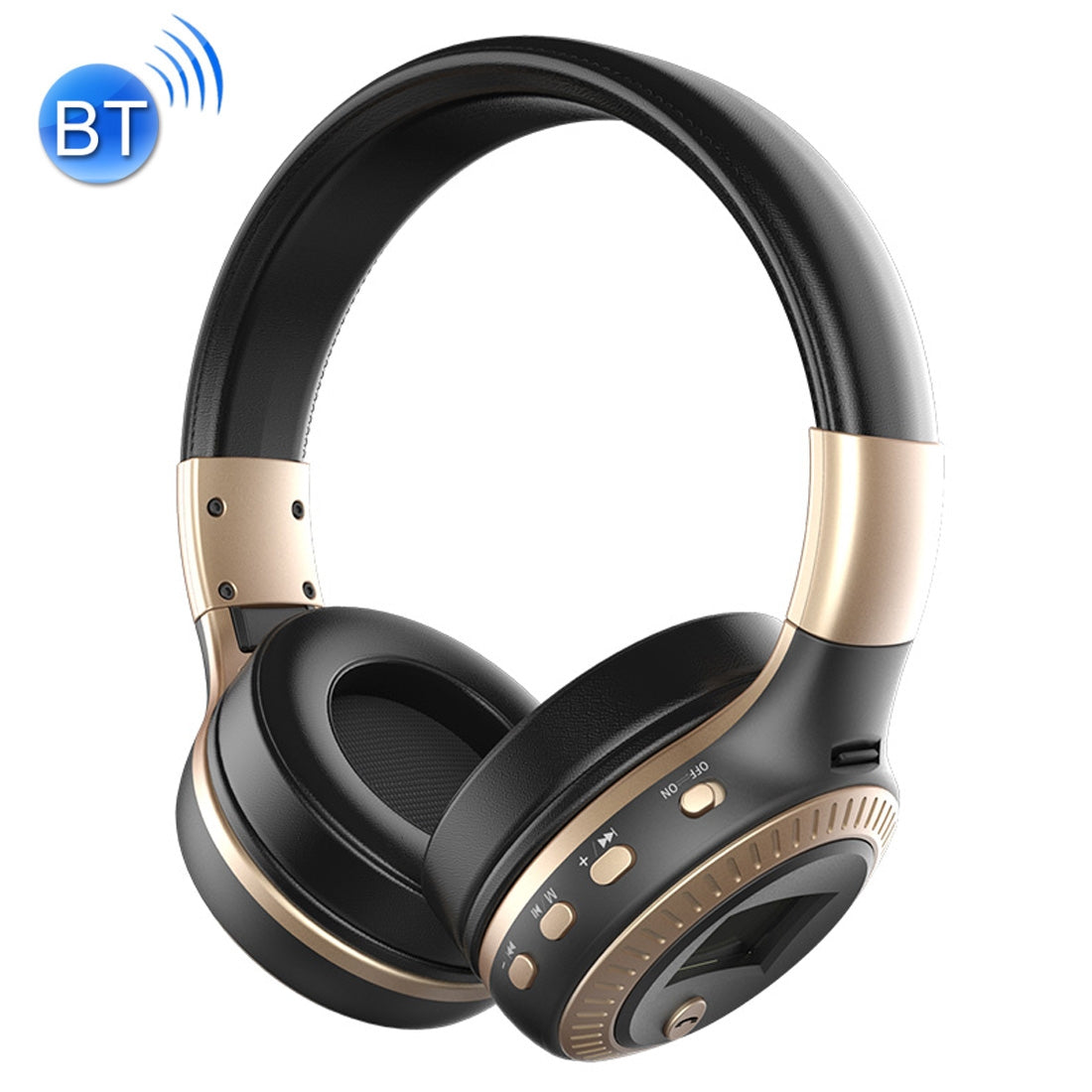 Zealot B19 Folding Headband Bluetooth Stereo Music Headset with Display, For iPhone, Galaxy, Huawei, Xiaomi, LG, HTC and Other Smart Phones(Gold)