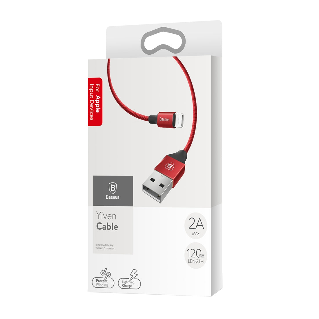 Baseus 1.8m 2A Yiven Cable Woven Style Metal Head 8 Pin to USB Data Sync Charging Cable for iPhone & iPad & iPod(Red)