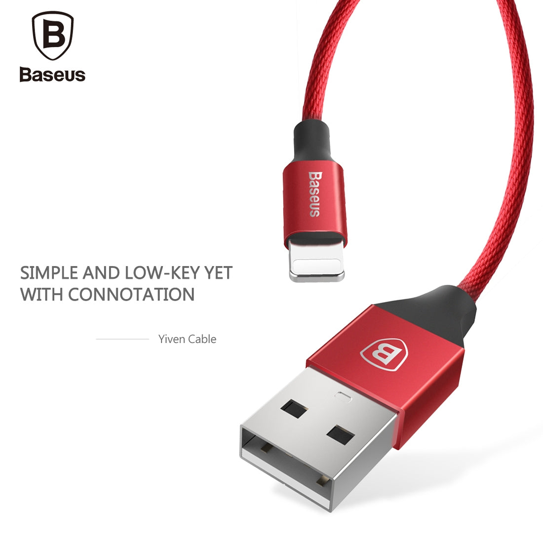 Baseus 1.8m 2A Yiven Cable Woven Style Metal Head 8 Pin to USB Data Sync Charging Cable for iPhone & iPad & iPod(Red)