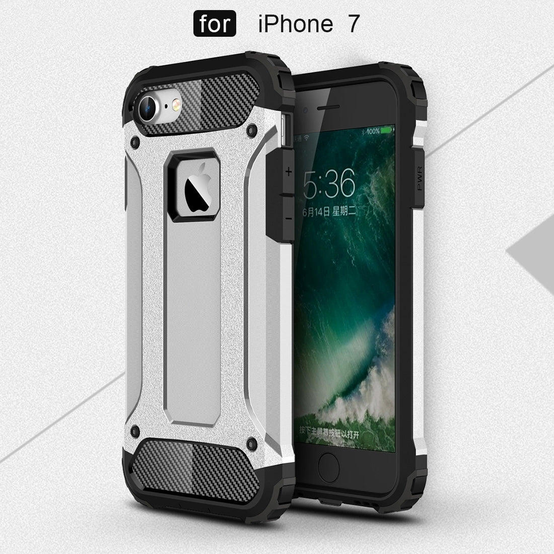 For  iPhone 8 & 7  Tough Armor TPU + PC Combination Case(Silver)