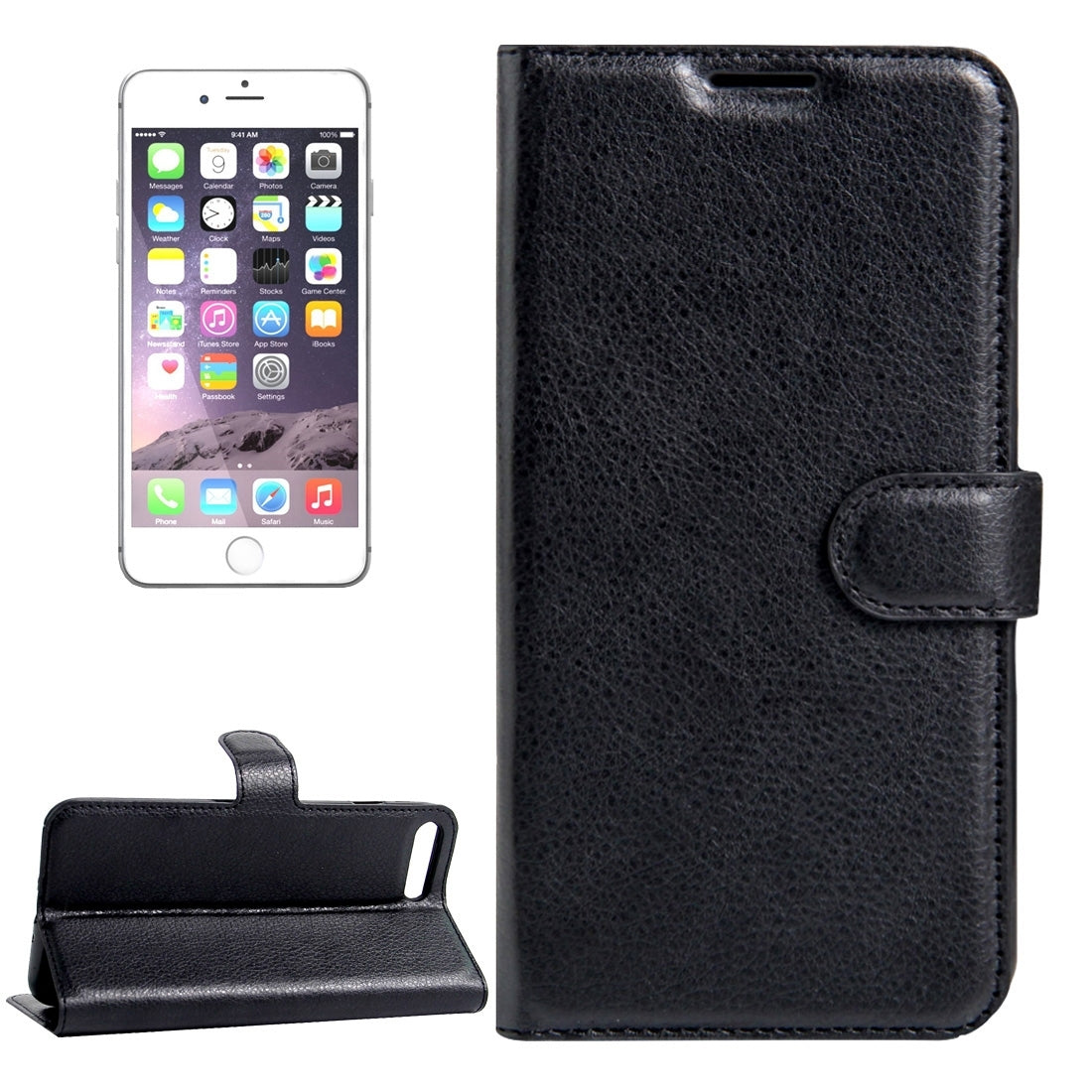 For  iPhone 8 & 7  Litchi Texture Horizontal Flip Leather Case with Magnetic Buckle & Holder & Card Slots & Wallet(Black)