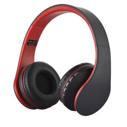 BTH-811 Folding Stereo Wireless  Bluetooth Headphone Headset with MP3 Player FM Radio, for Xiaomi, iPhone, iPad, iPod, Samsung, HTC, Sony, Huawei and Other Audio Devices(Red)