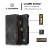 CaseMe for  iPhone 8 & 7  Multifunctional Leather Billfold with Detachable Magnetic PC Back Protective Case & Holder & 10 Card Slots & 3 Cash Slots & 1 Zipper Wallet & 2 Photo Frames & 3 Magnetic Clasps(Black)