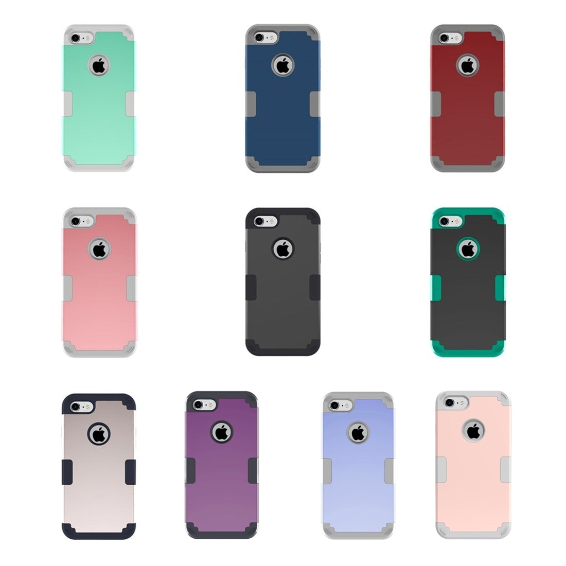 For  iPhone 8 & 7  Separable contrast color PC + Silicone Combination Case(Green)