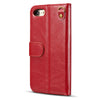 DG.MING for iPhone 8 & 7 Genuine Leather Horizontal Flip Detachable Magnetic Protective Case with Holder & Card Slots & Lanyard (Red)