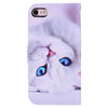 White Cat Pattern Colored Drawing Horizontal Flip Leather Case for iPhone 8 & 7, with Holder & Card Slots & Wallet & Lanyard