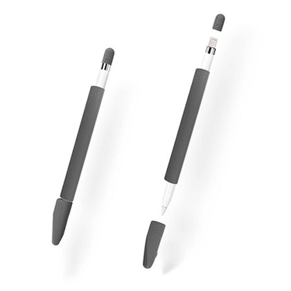 For Apple Pencil Creative 4 in 1 Anti-lost (Pencil Cap + Pencil Point + 2*Penholder Cover) TouchPen Silicone Protective Set(Grey)