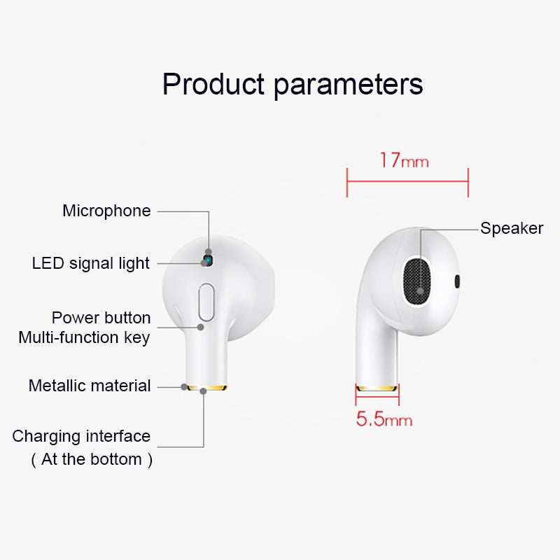 i8x In-Ear Lightweight Wireless Earbuds Rear Single Hanging Type Bluetooth Earphones, For iPad, iPhone, Galaxy, Huawei, Xiaomi, LG, HTC and Other Smart Phones(White)