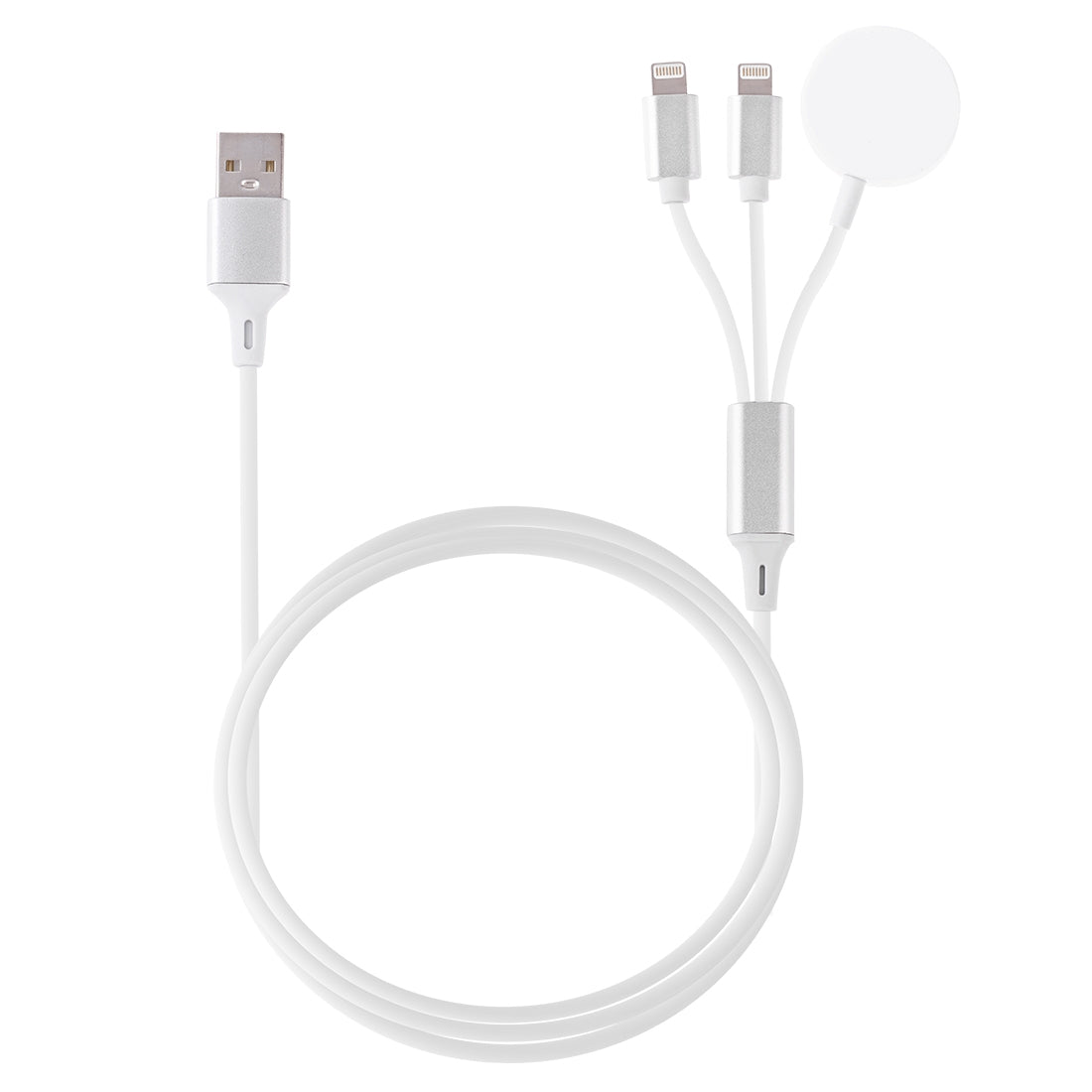 Multi-function 3 In 1 8 Pin Magnetic Charging Cable for iPhone / Apple Watch, Length : 1m (White)
