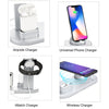 HQ-UD15 5 in 1 8 Pin + Micro USB + USB-C / Type-C Interfaces + 8 Pin Earphone Charging Interface + Wireless Charging Charger Base with Watch Stand(Silver)