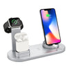HQ-UD15 5 in 1 8 Pin + Micro USB + USB-C / Type-C Interfaces + 8 Pin Earphone Charging Interface + Wireless Charging Charger Base with Watch Stand(Silver)