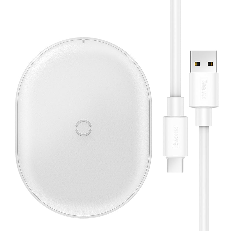 Baseus 15W Cobble Qi Standard Wireless Charger with 1m Type-C Cable (White)