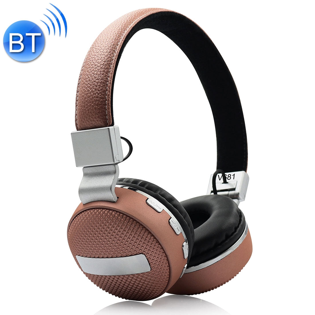 V681 Wireless Bluetooth 4.2 Headphone with Mic & FM & TF Card, For iPhone, iPad, iPod, Samsung, HTC, Sony, Huawei, Xiaomi and other Audio Devices(Brown)
