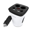 Hoco Z11 120W 2-Socket Cigarette Lighter Power Adapter Splitter Digital Dual USB Car Cup Holder Charger, For iPhone X/8/7/6s/6 Plu