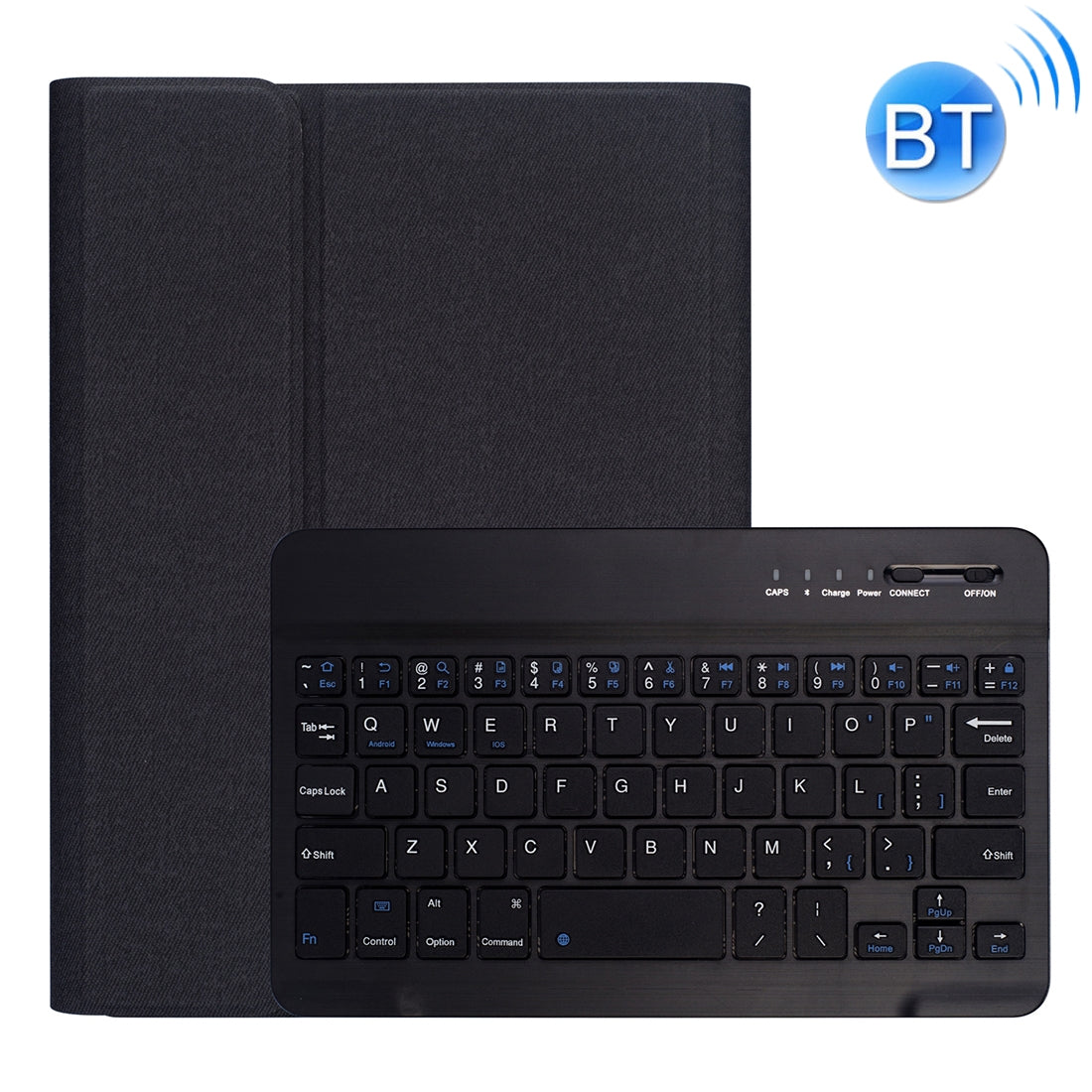RK405 For iPad mini 5 / 4 Silk Texture Detachable Plastic Bluetooth Keyboard Leather Cover with Pen Slot & Stand Function(Black)