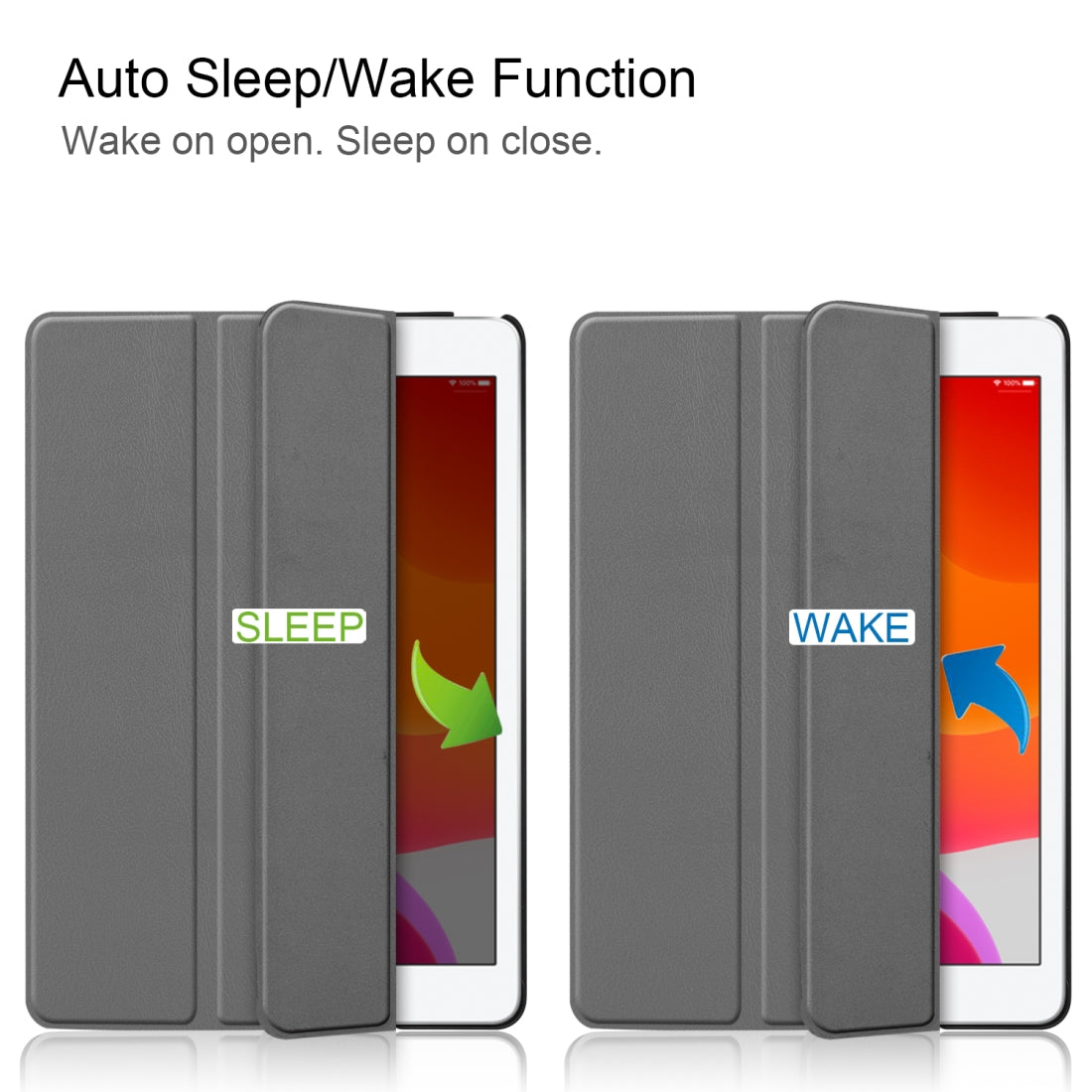 For iPad 10.2 Custer Texture Horizontal Flip Smart PU Leather Case with Sleep / Wake-up Function & Three-folding Holder (Grey)