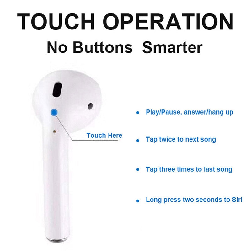 i10 TWS Stereo Portable In-ear Bluetooth V5.0 Smart Touch Control Earphone with Charging Box(White)