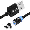 TOPK 2m 2.1A Output USB to 8 Pin Mesh Braided Magnetic Charging Cable with LED Indicator(Black)