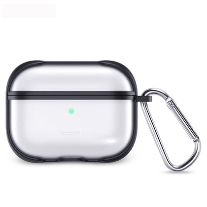 For AirPods Pro ESR Hybrid Series TPU Wireless Earphone Protective Case with Carabiner(Black)