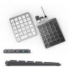 N970 Pro Dual Modes Aluminum Alloy Rechargeable Wireless Bluetooth Numeric Keyboard with USB HUB (Grey)
