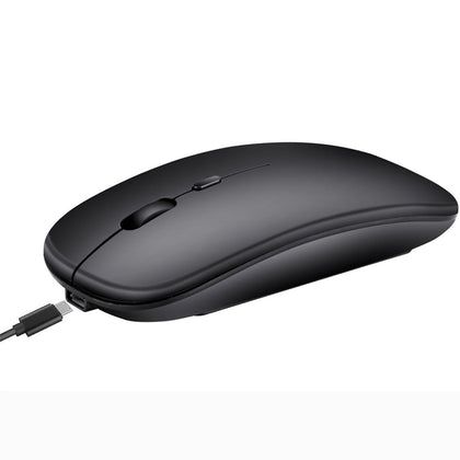 HXSJ M90 2.4GHz Ultrathin Mute Rechargeable Dual Mode Wireless Bluetooth Notebook PC Mouse (Black)
