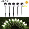 10 PCS Solar Energy Outdoor Lawn Lamp Stainless Steel IP65 Waterproof LED Decorative Garden Light (White Light)