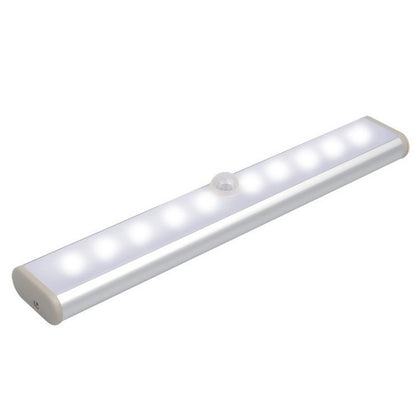2W 10 LEDs White Light Wide Screen Intelligent Human Body Sensor Light LED Corridor Cabinet Light, Battery Version