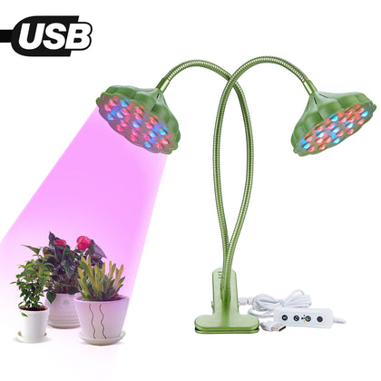 20W Dual Lotus Heads Adjustable Spectrum Timing LED Lamp for Plant Growth Lighting(Green)
