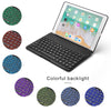 F8AS For iPad Air 2 & Air 1 / Pro 9.7 inch & 2017 iPad & 2018 iPad Laptop Version Colorful Backlit Aluminum Alloy Bluetooth Keyboard Protective Cover