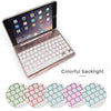 F8SM For iPad mini 3 / 2 / 1 Laptop Version Colorful Backlit Aluminum Alloy Bluetooth Keyboard Protective Cover (Gold)