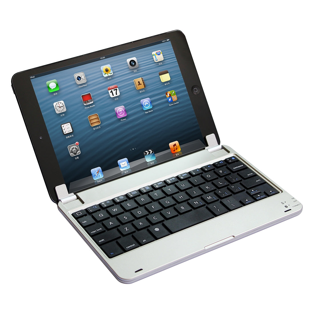 P1302 For iPad mini 3 / 2 / 1 Plug-in Card Slot Plastic Bluetooth Keyboard Protective Cover with Stand Function