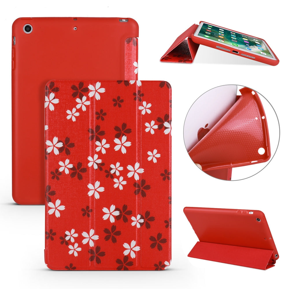 Sakura Pattern Horizontal Flip PU Leather Case for iPad mini 3 / 2 / 1, with Three-folding Holder & Honeycomb TPU Cover
