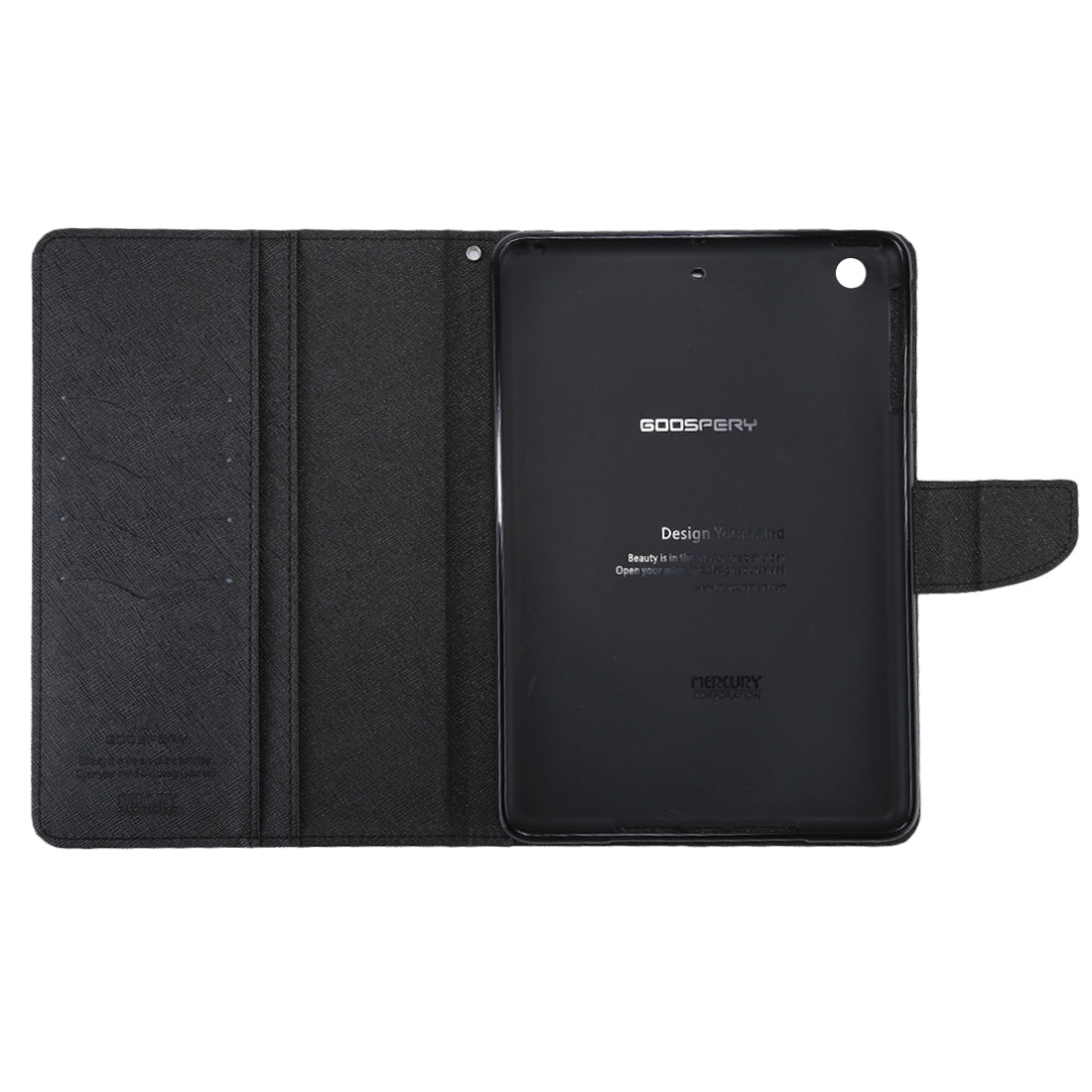 GOOSPERY FANCY DIARY for iPad mini 3 / 2 Cross Texture Leather Case with Card Slot & Holder & Wallet(Black)