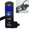 CS-838B 12V 2A Motorcycle Waterproof Mobile Phone USB Charger with Indicator Light Switch(Blue)