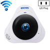ESCAM Q8 960P 360 Degrees Fisheye Lens 1.3MP WiFi IP Camera, Support Motion Detection / Night Vision, IR Distance: 5-10m, US Plug(White)