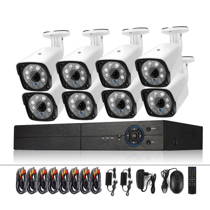 A8B3 / Kit 8CH 1080N Surveillance DVR System and 720P 1.0MP HD Weatherproof Bullet Camera, Support Infrared Night Vision & P2P & P